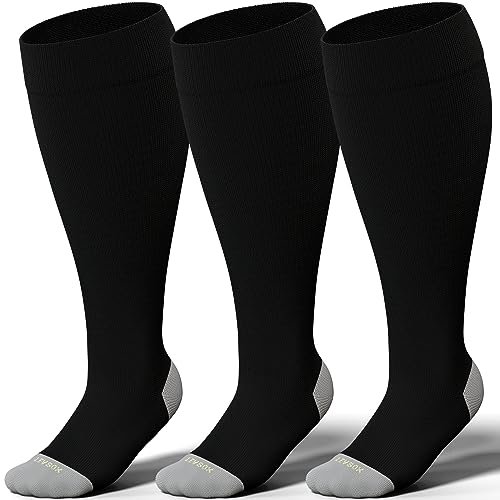 LEVSOX Wide Calf Compression Socks for Women Men Plus Size 15